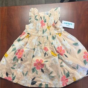 NWT 18 month Carter's Peach Dress with Floral and Butterfly Design Easter spring